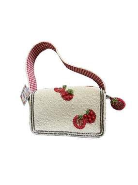 Handcrafted In India Viral Tomato Beaded Bag with Gingham Strap and Charm
Trendy